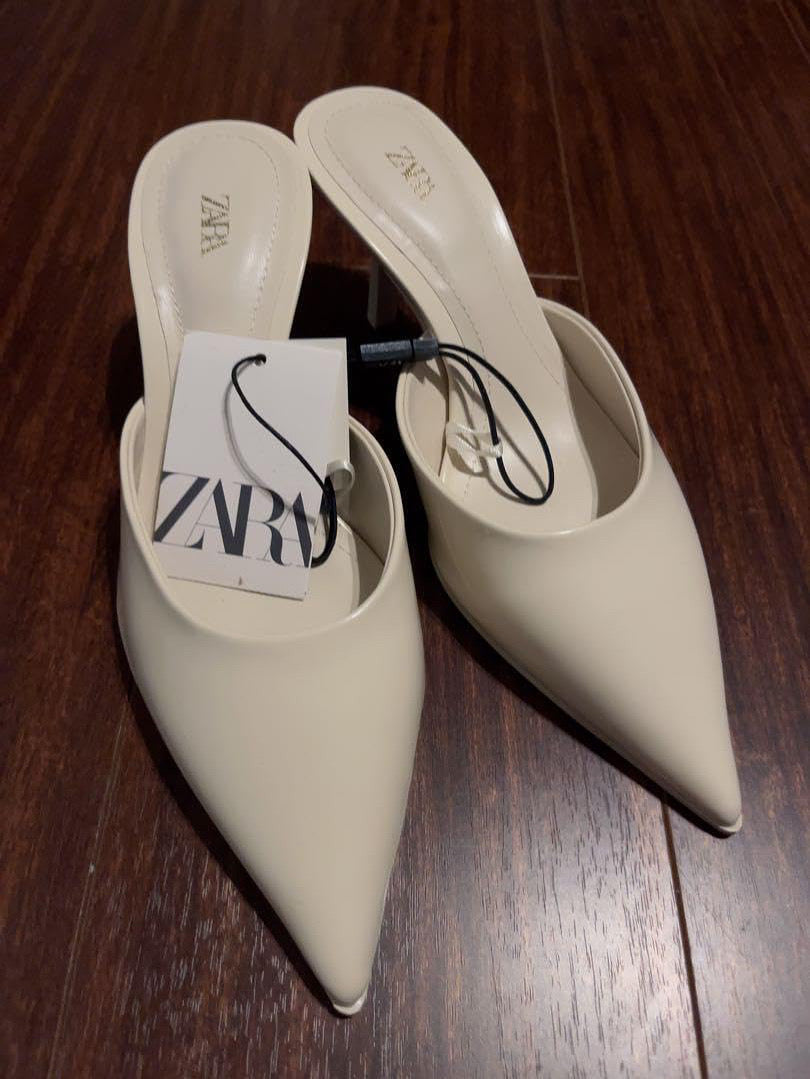 zara cream white heels