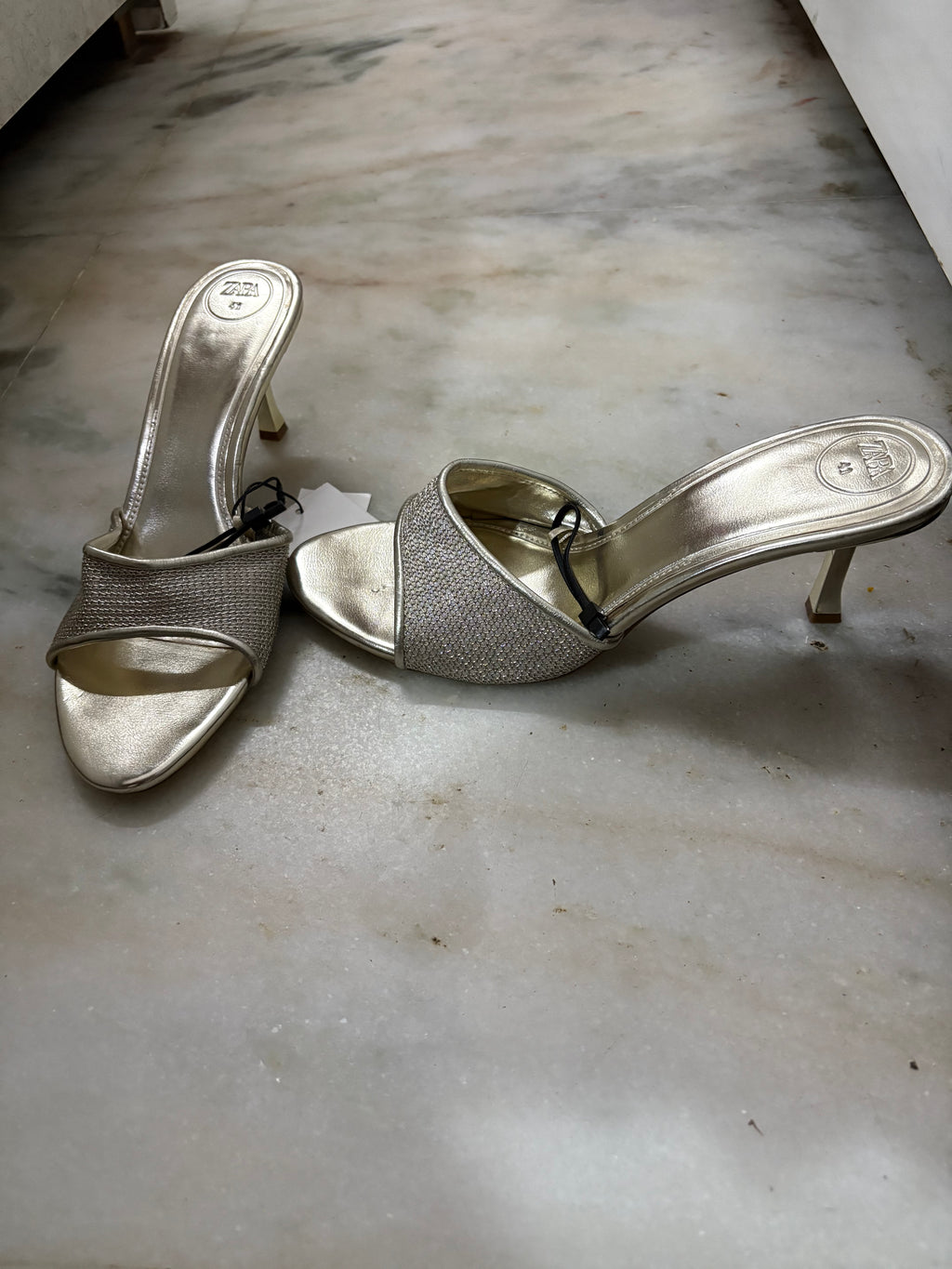 zara silver heels