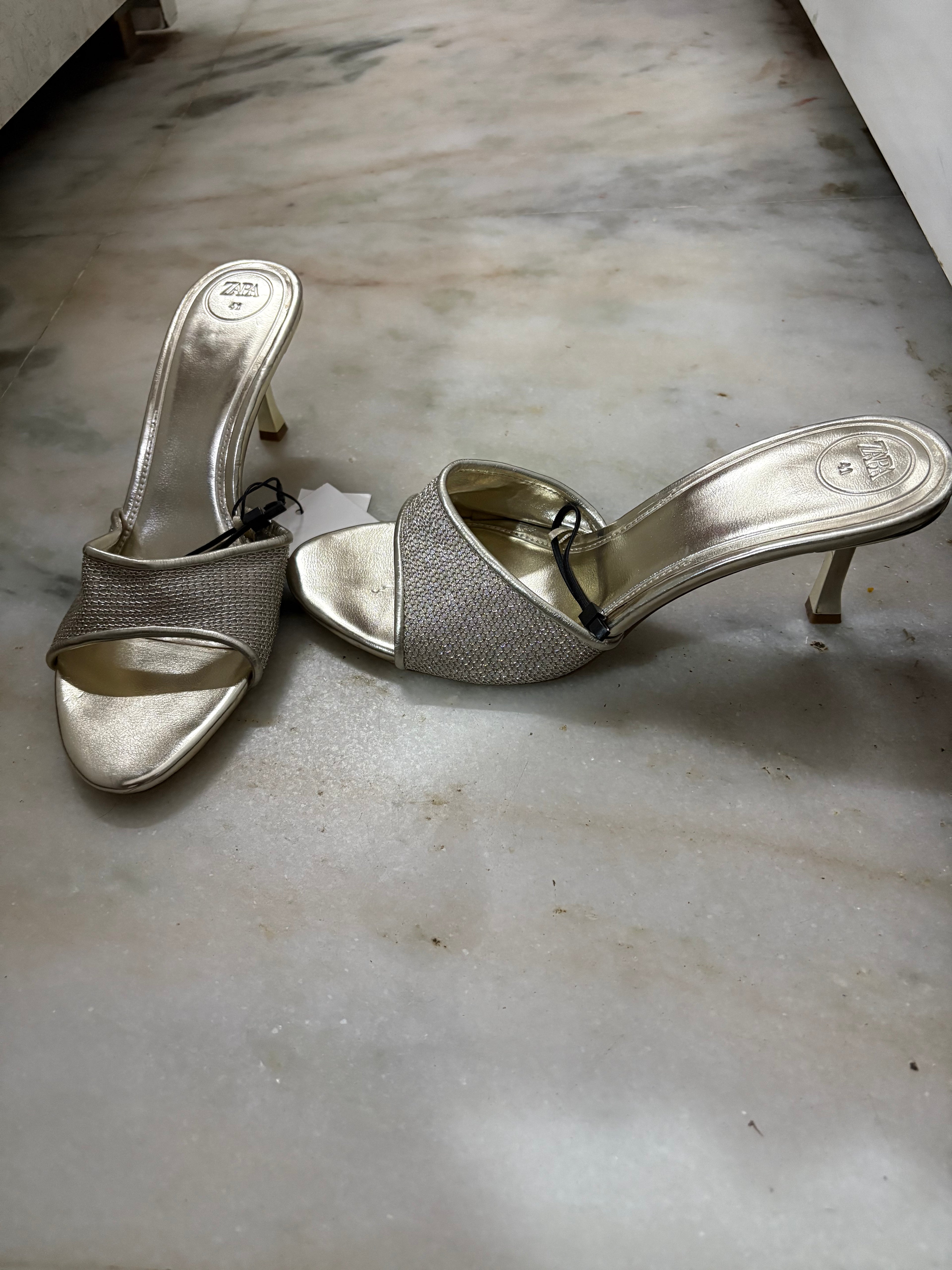 zara silver heels