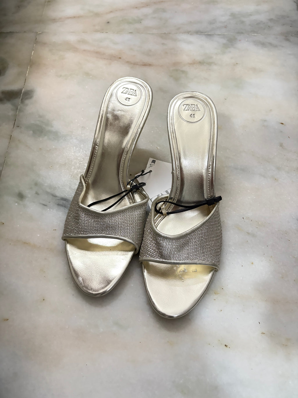 zara silver heels