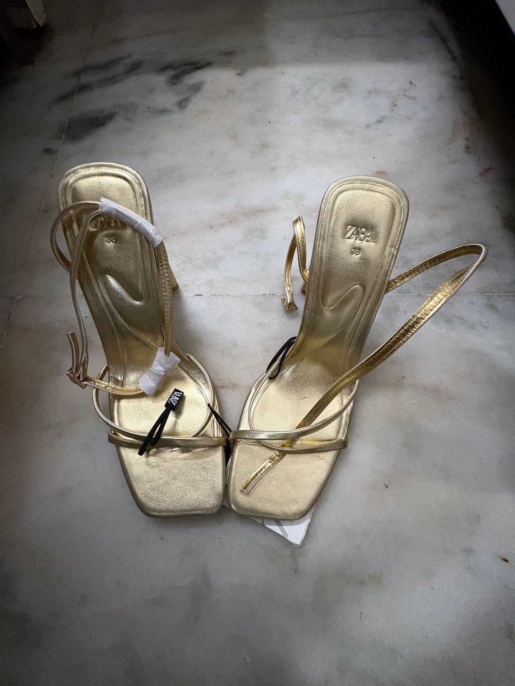 zara golden heels