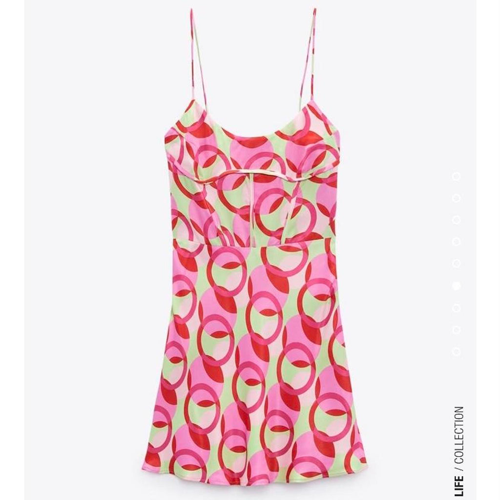 Zara Printed Satin Mini Dress