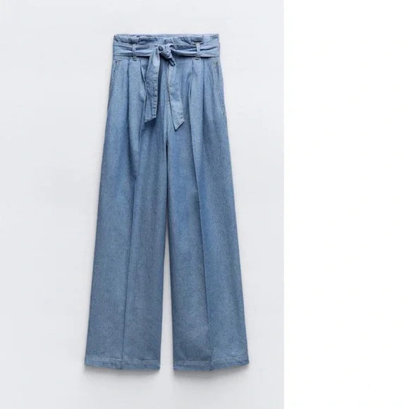 Zara Wide Leg Paperbag Pants
