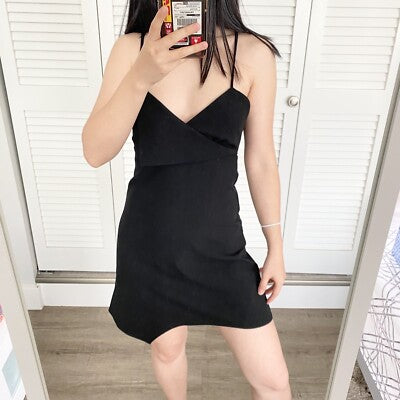 Zara Black Surplice Mini Dress